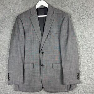 Jos A Bank Blazer Mens 41R Gray Windowpane Wool Traveler Tailored Fit 2 Button‎